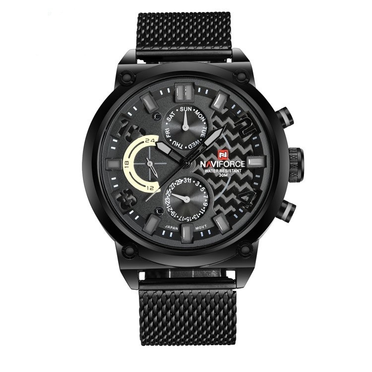ساعت مچی عقربه ای مردانه بند استیل NAVIFORCE 9068 sb — تصویر ۲