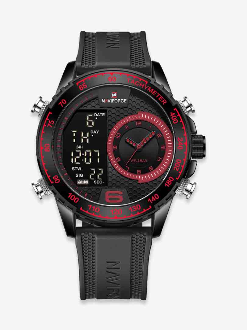 ساعت مچی دوزمانه مردانه نیوی فورس Naviforce 9199 BK/R/BK