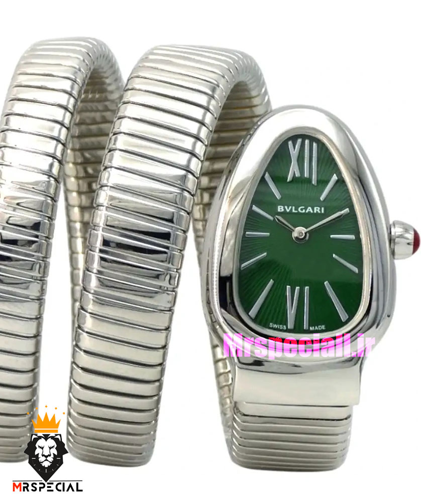 ساعت مچی زنانه بولگاری ماری دستبندی استیل صفحه سبز BVLGARI SERPENTI 0951 — تصویر ۲