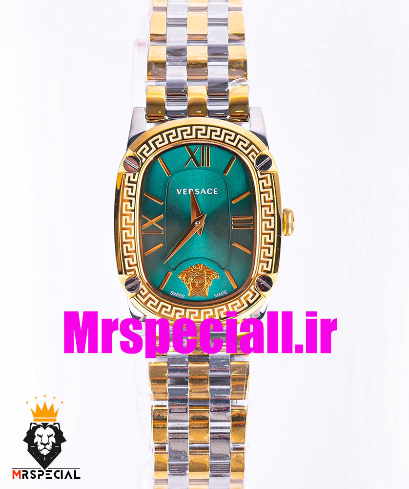 ساعت مچی زنانه ورساچه کوارتز دورنگ طلایی صفحه سبز 0863 VERSACE — تصویر ۲