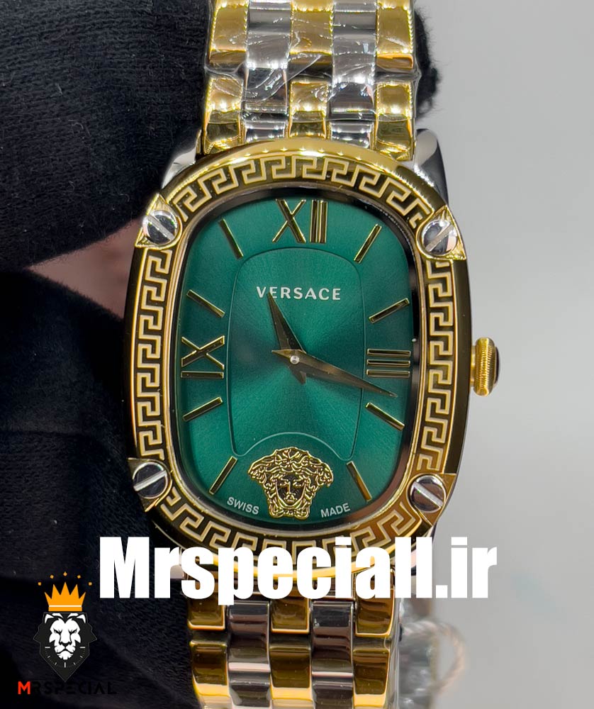 ساعت مچی زنانه ورساچه کوارتز دورنگ طلایی صفحه سبز 0863 VERSACE — تصویر ۳