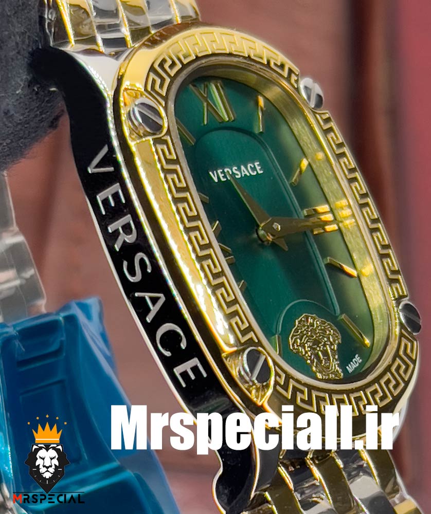 ساعت مچی زنانه ورساچه کوارتز دورنگ طلایی صفحه سبز 0863 VERSACE — تصویر ۴
