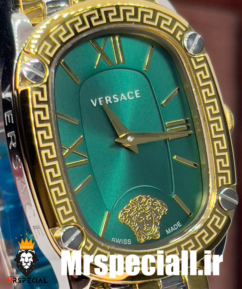 ساعت مچی زنانه ورساچه کوارتز دورنگ طلایی صفحه سبز 0863 VERSACE — تصویر ۵