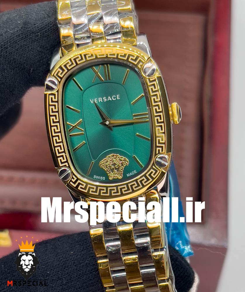 ساعت مچی زنانه ورساچه کوارتز دورنگ طلایی صفحه سبز 0863 VERSACE — تصویر ۶