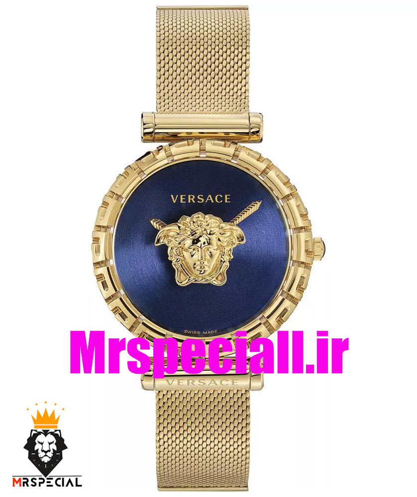 ساعت مچی زنانه ورساچه کوارتز بند حصیری طلایی صفحه ابی 0859 VERSACE — تصویر ۲