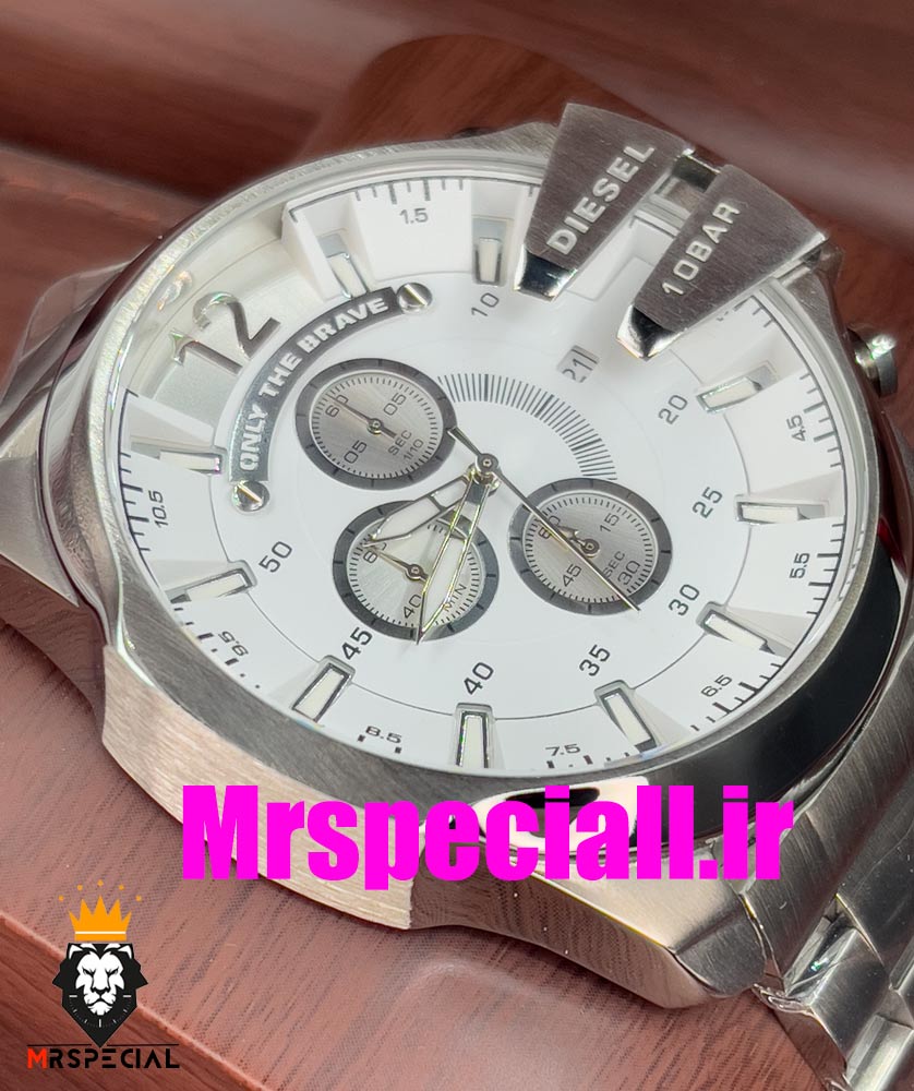 ساعت دیزل شاخدار مردانه کرنوگراف استیل صفحه سفید Diesel 0839 — تصویر ۵