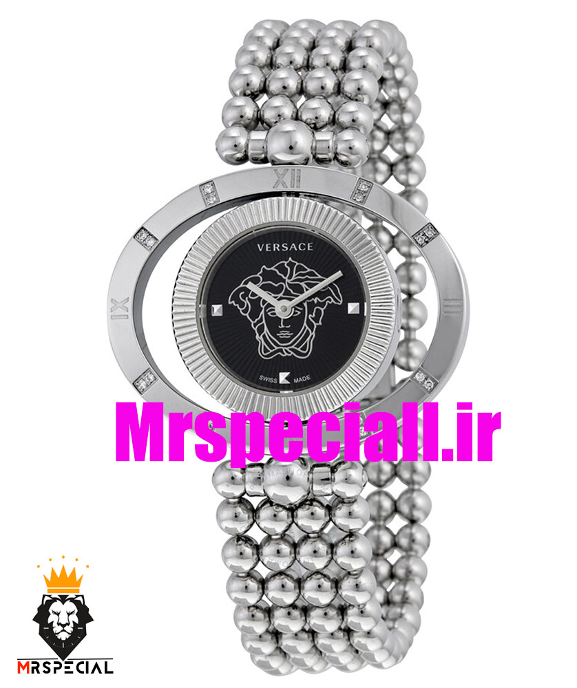 ساعت مچی زنانه ورساچه کوارتز استیل صفحه مشکی چرخشی دستبندی 6536 VERSACE — تصویر ۲