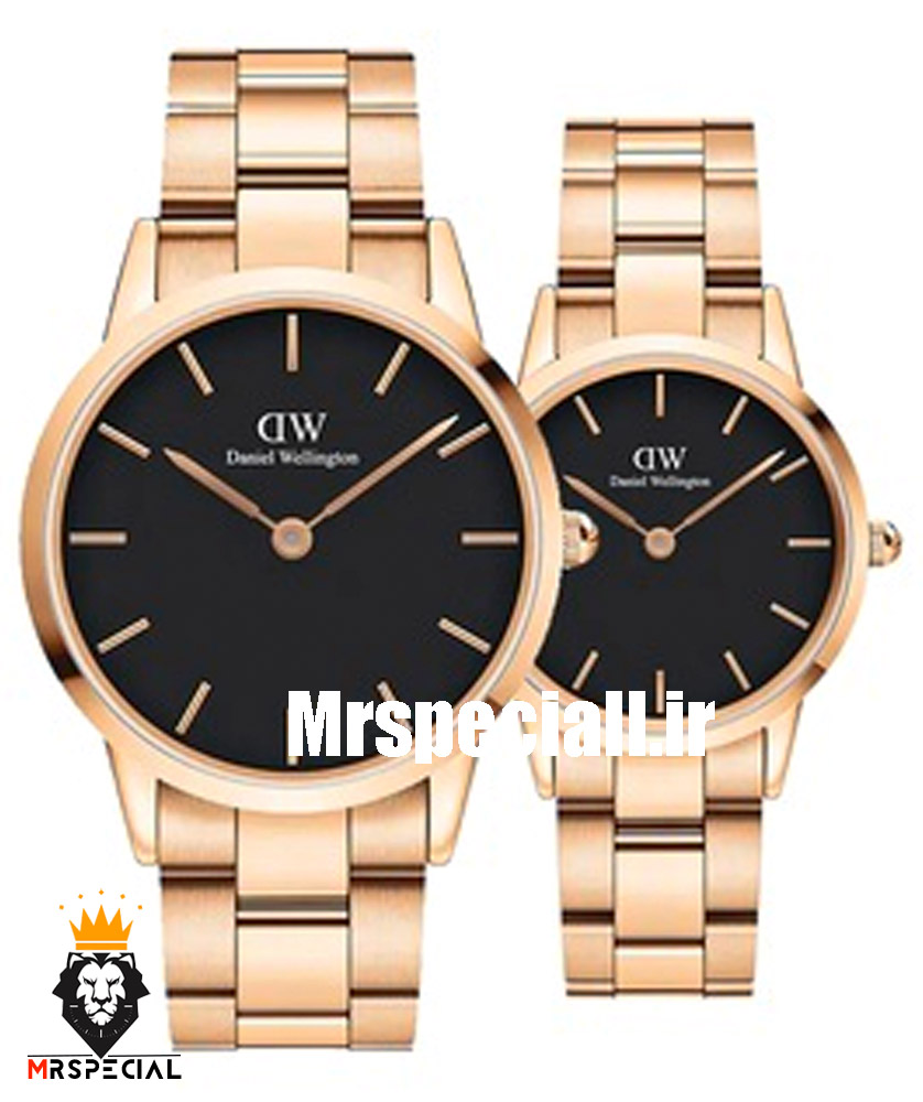 ساعت ست مردانه و زنانه دنیل ولینگتون رزگلد صفحه مشکی Daniel Wellington 2565 — تصویر ۲