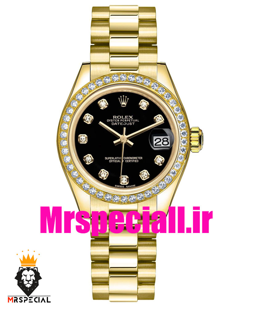 ساعت رولکس زنانه دیت جاست کوارتز طلایی قاب نگین 5887 ROLEX DATEJUST — تصویر ۲
