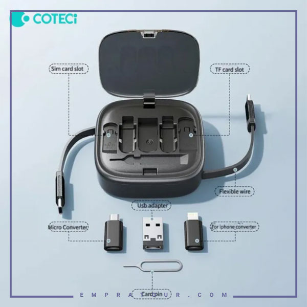 پک چند منظوره کابل و تبدیل کوتسی COTECI MULTIFUNCTIONAL TELESCOPIC CORD STORAGE BOX 87701 — تصویر ۳