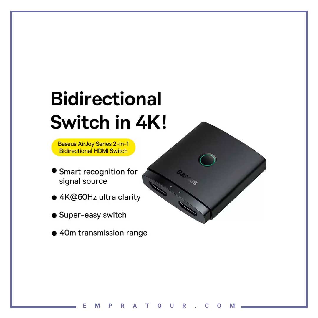 سویچ اچ دی ام آی دو در یک بیسوس Baseus AirJoy Series2-in-1 Bidirectional OH-113 HDMI Switch B01331105111-00 — تصویر ۵