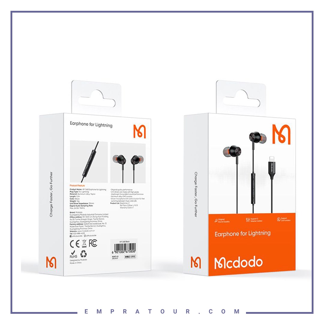 هندزفری سیمی لایتنینگ مک دودو Mcdodo Stereo Earphone Lightning HP-3480 — تصویر ۶