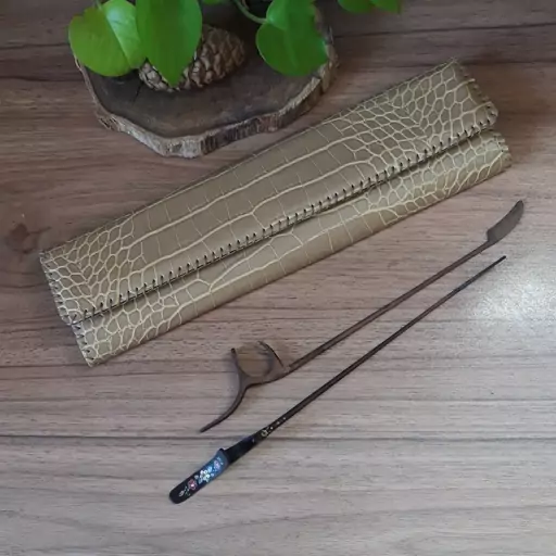 جعبه مضراب سنتور چرم کروکودیلی نسکافه ای