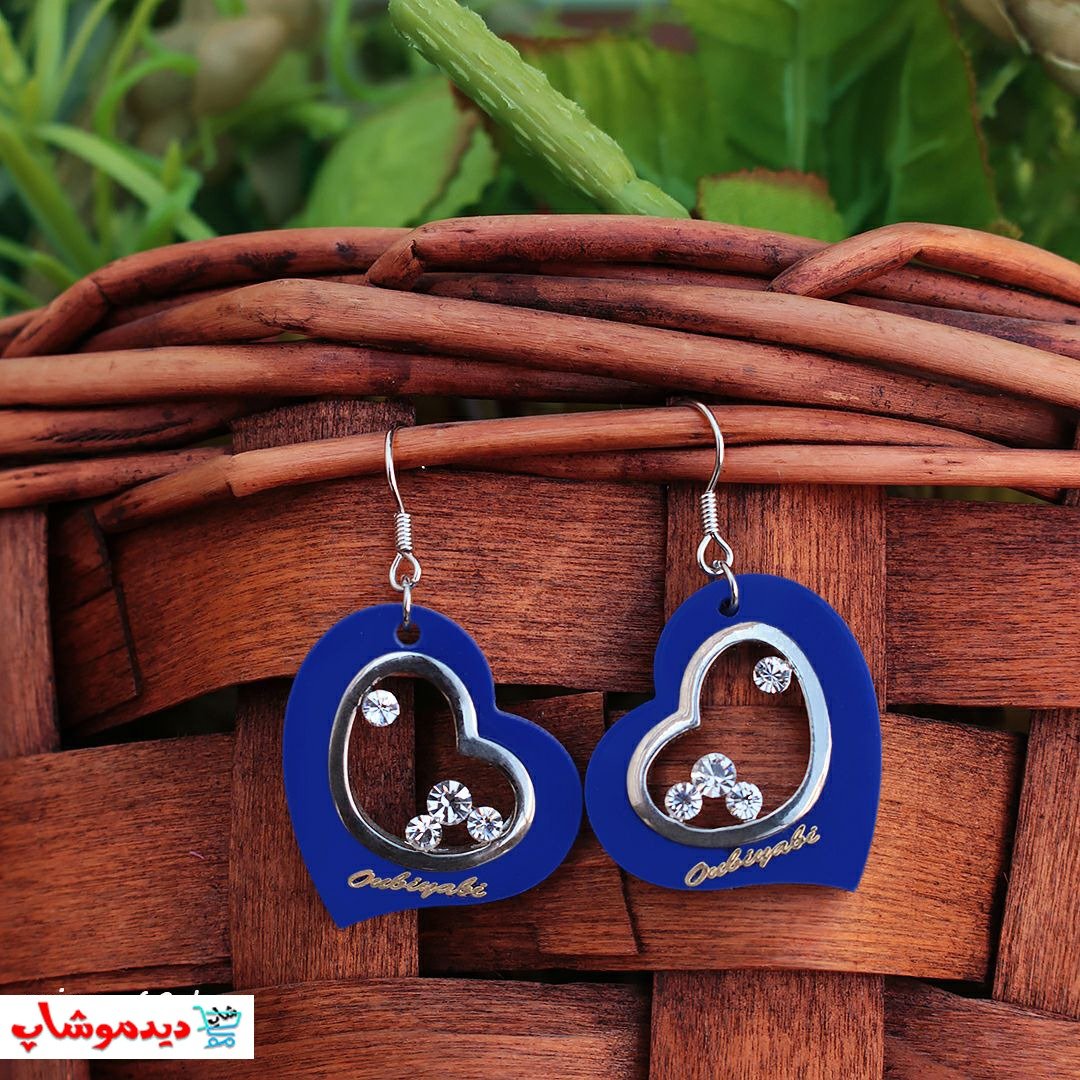 گوشواره نگینی طرح قلب