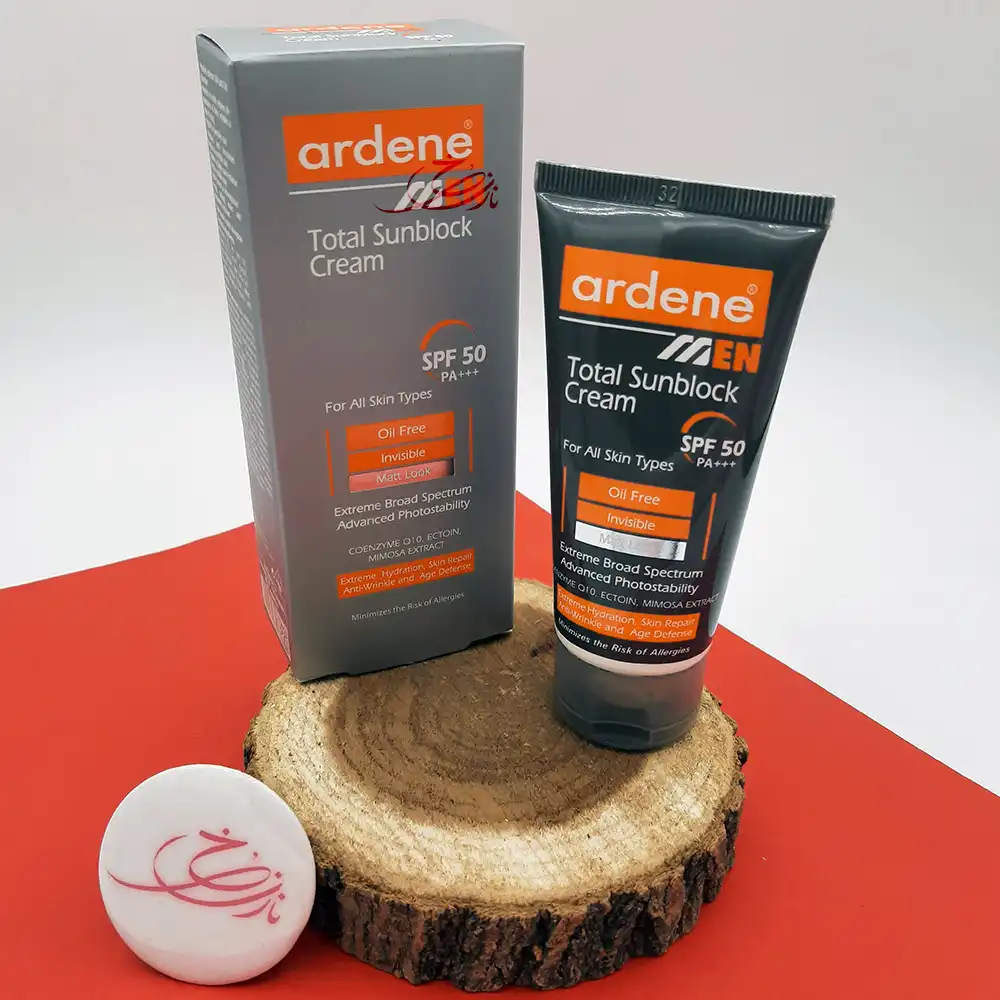 کرم ضد آفتاب SPF 50 آقایان آردن Ardene مدل Total Sunblock (فاقد چربی و بیرنگ) حجم 50 گرمی