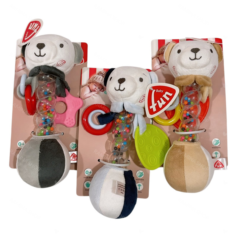 جغجغه دمبلی نوزاد طرح خرس بیبی فان Baby Fun