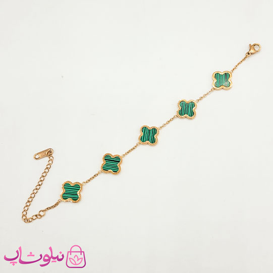 دستبند دخترانه مدل ونکلیف سبز رزگلد کد 144 — تصویر ۳