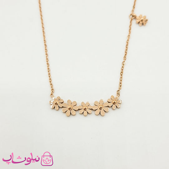 گردنبند دخترانه ظریف طرح گل رزگلد کد 999