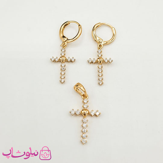 نیم ست دخترانه ژوپینگ طرح صلیب نگیندار کد 2191