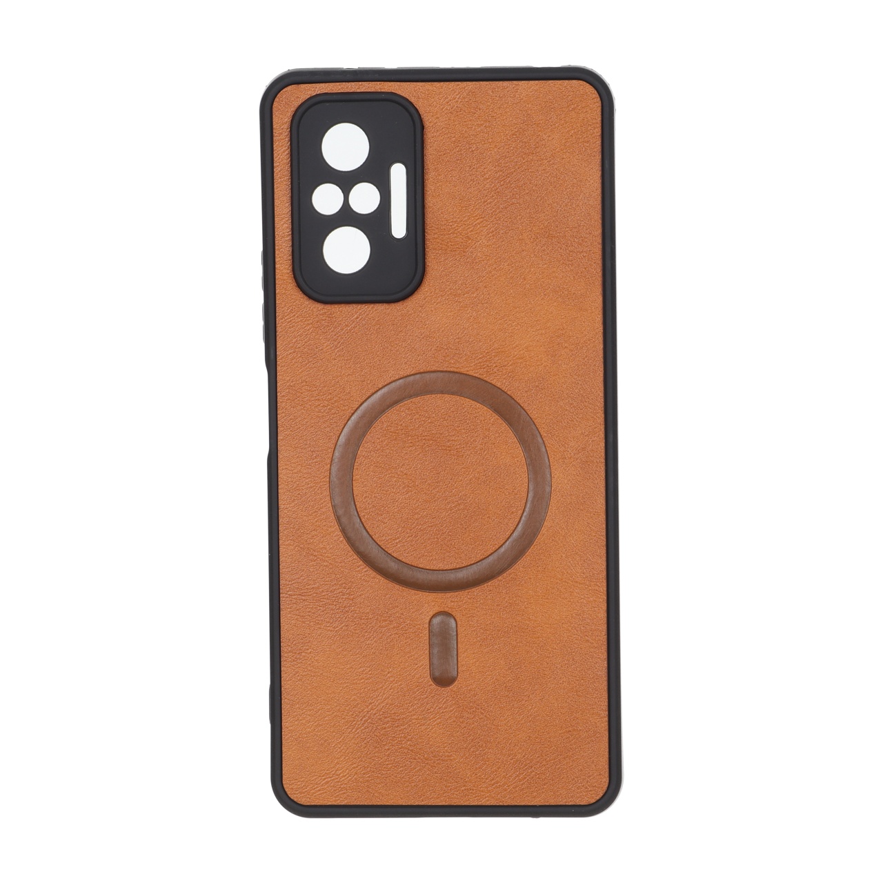 قاب چرمی طرح مگ سیف محافظ لنزدار Xiaomi Redmi Note 10 Pro 4G / Redmi Note 10 Pro Max – قهوه ای