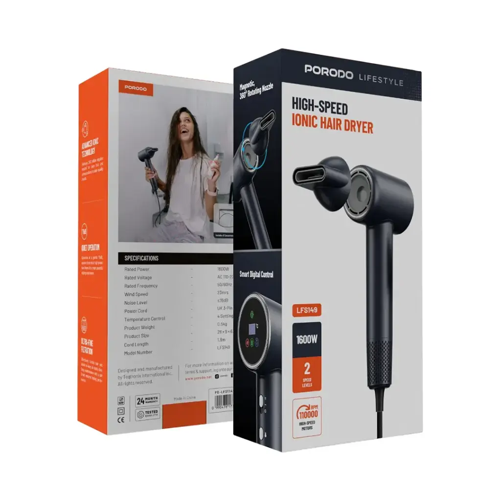 سشوار پرودو Porodo Lifestyle High-Speed Ionic Hair Dryer — تصویر ۴