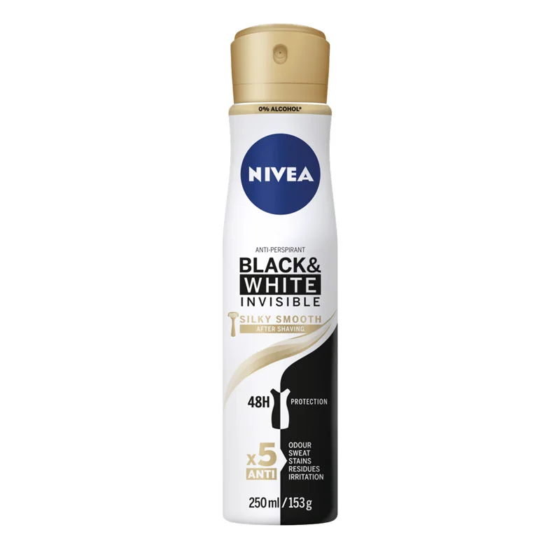 اسپری ضد تعریق نیوآ NIVEA مدل black and white invisible silky smooth حجم 250 میلی لیتر — تصویر ۲