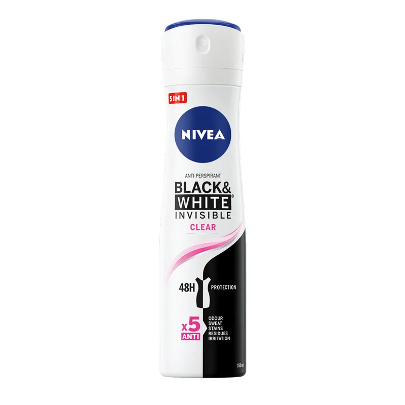 اسپری ضد تعریق نیوآ مدل Black &amp; White Invisible Clear X5 حجم ۱۵۰ میل — تصویر ۲