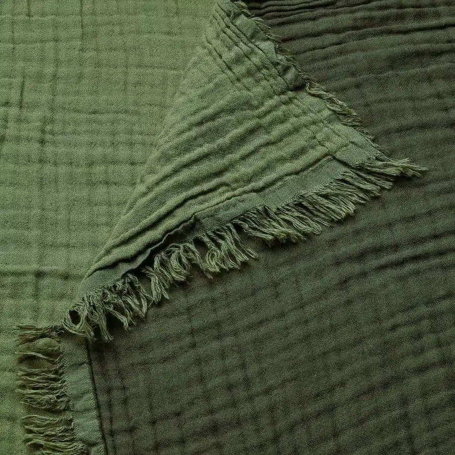 پتو/شال مبل ایکیا VALLKRASSING سبز-خاکستری، 150×200 سانتی‌متر — تصویر ۳