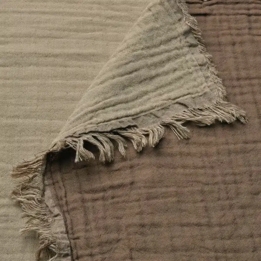 پتو/شال مبل ایکیا VALLKRASSING طوسی روشن-قهوه‌ ای، 150×200 سانتی‌متر — تصویر ۳
