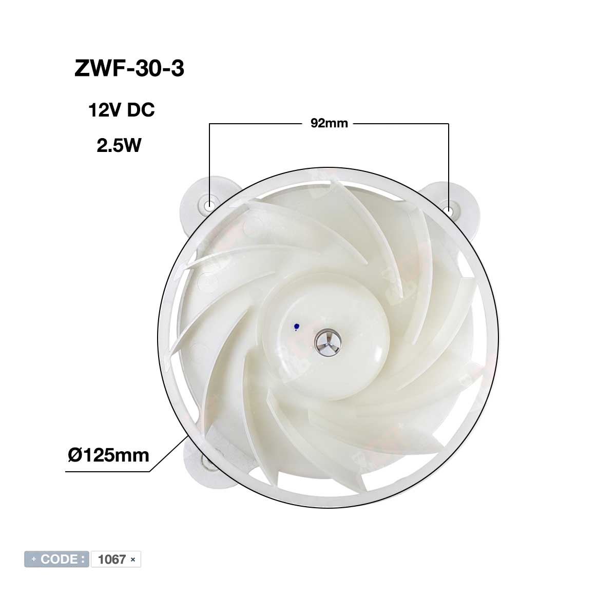 موتور فن توربینی یخچال فریزر سایدبای ساید سامسونگ 12ولت مدل ZWF-30-3