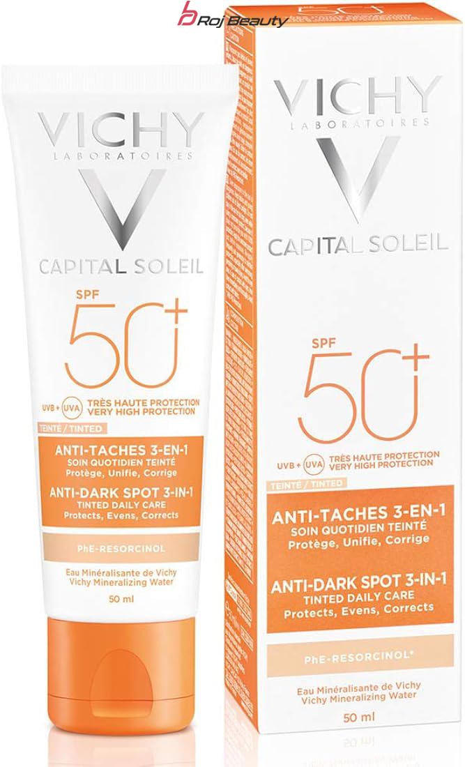 کرم ضد آفتاب ضد لک رنگی 3 در 1 VICHY ANTI-TACHES ویشی VICHY CAPITAL SOLEIL ANTI-DARK SPOT 3-IN-1 SPF 50+ 50 Ml — تصویر ۷
