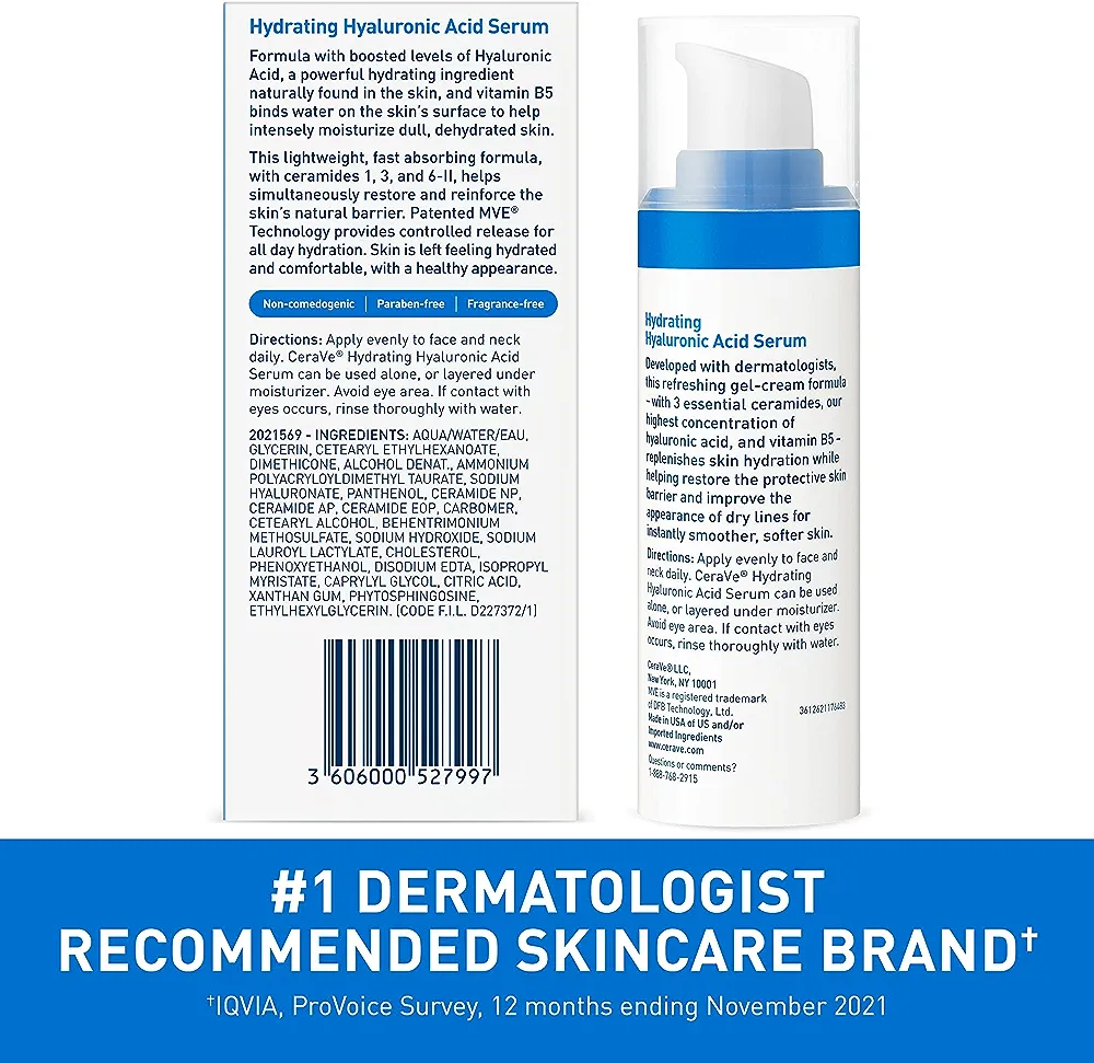 سرم هیالورونیک اسید سراوی حجم 30 میل CeraVe Hydrating Hyaluronic Acid Serum — تصویر ۷