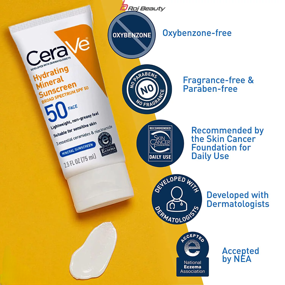 کرم ضد آفتاب آبرسان سراوی Cerave Hydrating Sunscreen Broad Spectrum SPF50 75ml — تصویر ۵