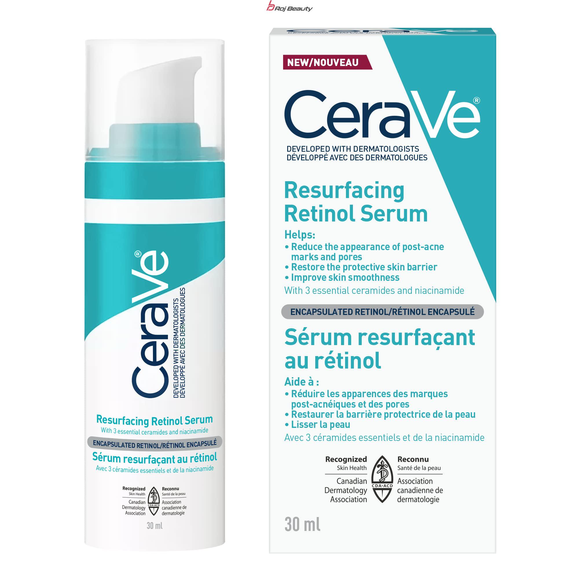 سرم رتینول سراوی حاوی سراماید و نیاسینامید مناسب پوست های مستعد لک CeraVe Resurfacing Retinol Serum with Ceramides & Niacinamide for Blemish-Prone Skin 30ml — تصویر ۲