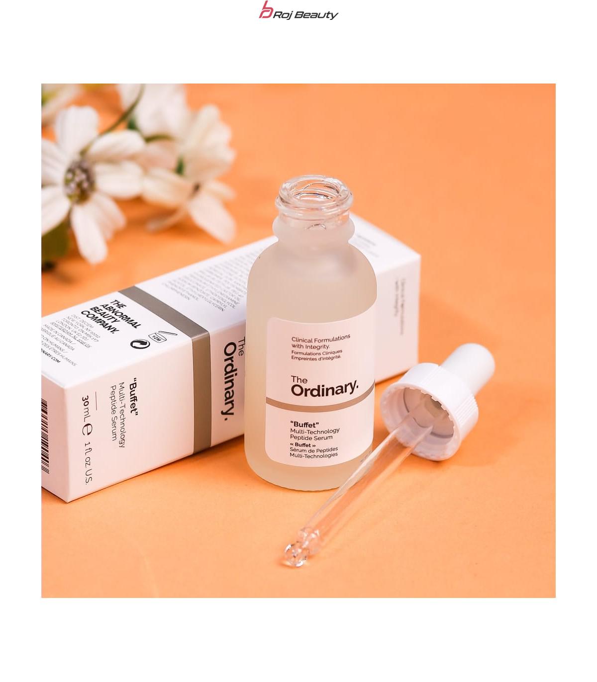 سرم آبرسان و جوانساز بافت (بافه) ، مولتی پپتاید جدید اوردینری حجم 30 میل The Ordinary Buffet Serum , multi peptide + ha serum — تصویر ۵