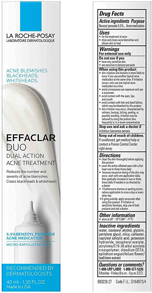 ژل کرم ضد جوش لاروش پوزای مدل (+)Effaclar Duo حجم 40 میل – بی رنگ La Roche Posay Effaclar Duo(+) Anti Acne Gel Cream 40ml Colorless — تصویر ۵