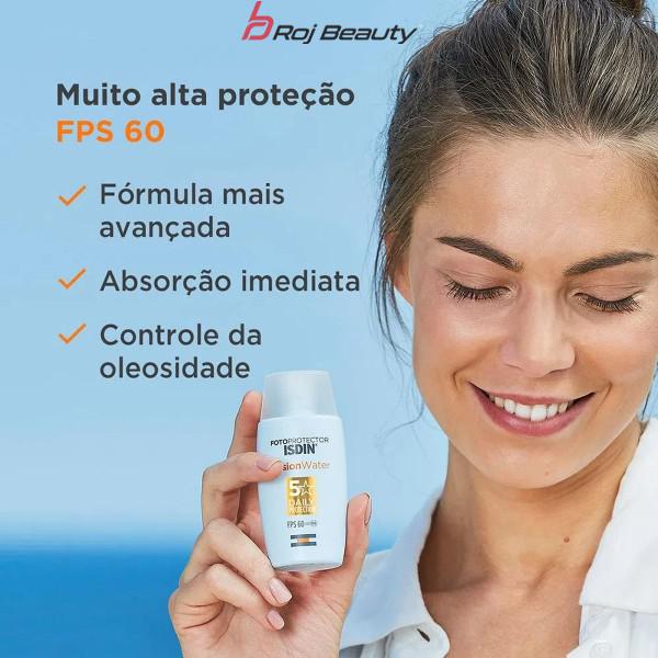 کرم ضد آفتاب ایزدین izdin فیوژن واتر بی رنگ spf 50 مدل intense hydrating حجم 50 میل fusion water isdin 50ml daily 5 star — تصویر ۷