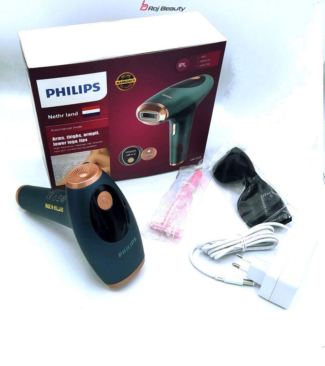 لیزر خانگی فیلیپس Philips دائمی موهای زائد صورت و بدن زنان، حذف موهای زائد دارای 1میلیون شاتOM3022 — تصویر ۴