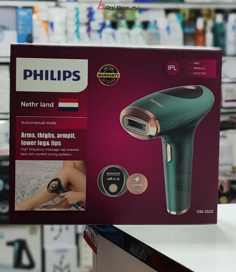 لیزر خانگی فیلیپس Philips دائمی موهای زائد صورت و بدن زنان، حذف موهای زائد دارای 1میلیون شاتOM3022