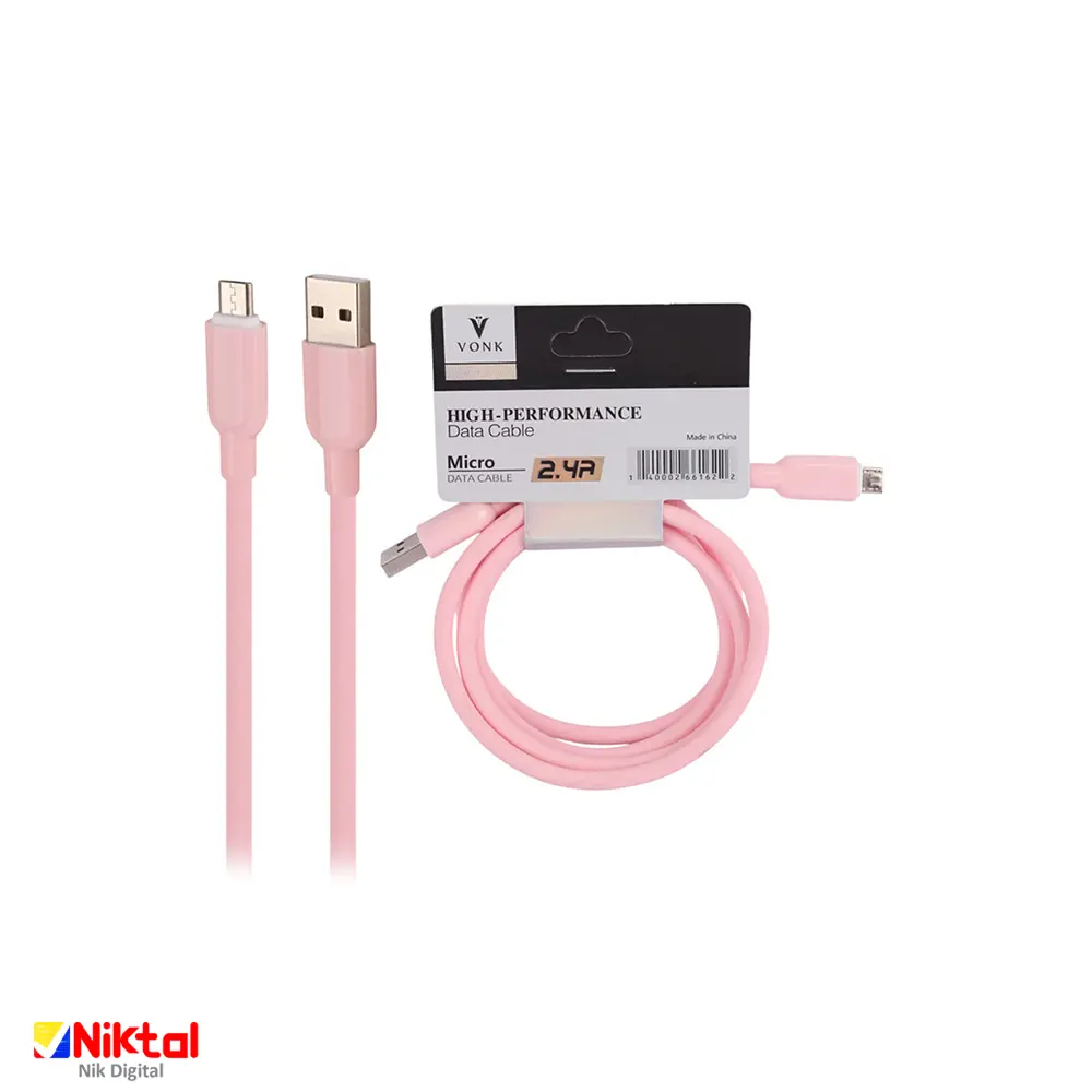 کابل فست شارژ میکرو VONK 2.4A | با طول 1 متری