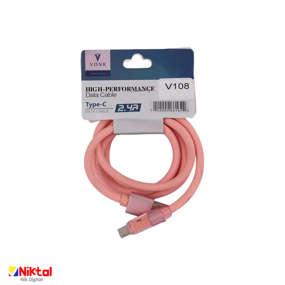 کابل فست شارژ آیفون و تایپ سی VONK V108 2.4A | با طول 1.2 متری — تصویر ۳