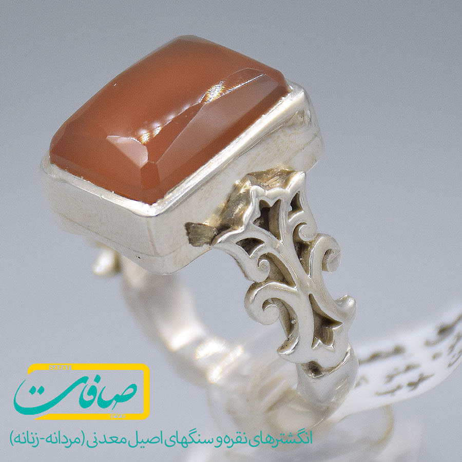 انگشتر عقیق یمنی تراشدار مردانه «کد 3619» — تصویر ۲