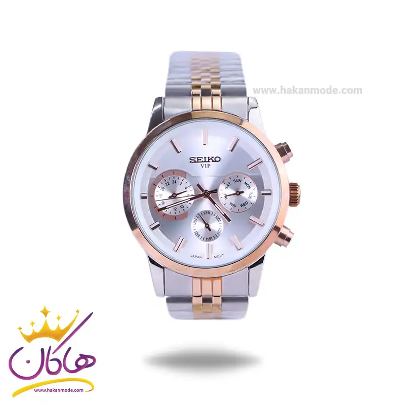 ساعت عقربه ای سیکو مردانه فلزی نقره ای رزگلد صفحه سفید G22053/1 — تصویر ۲