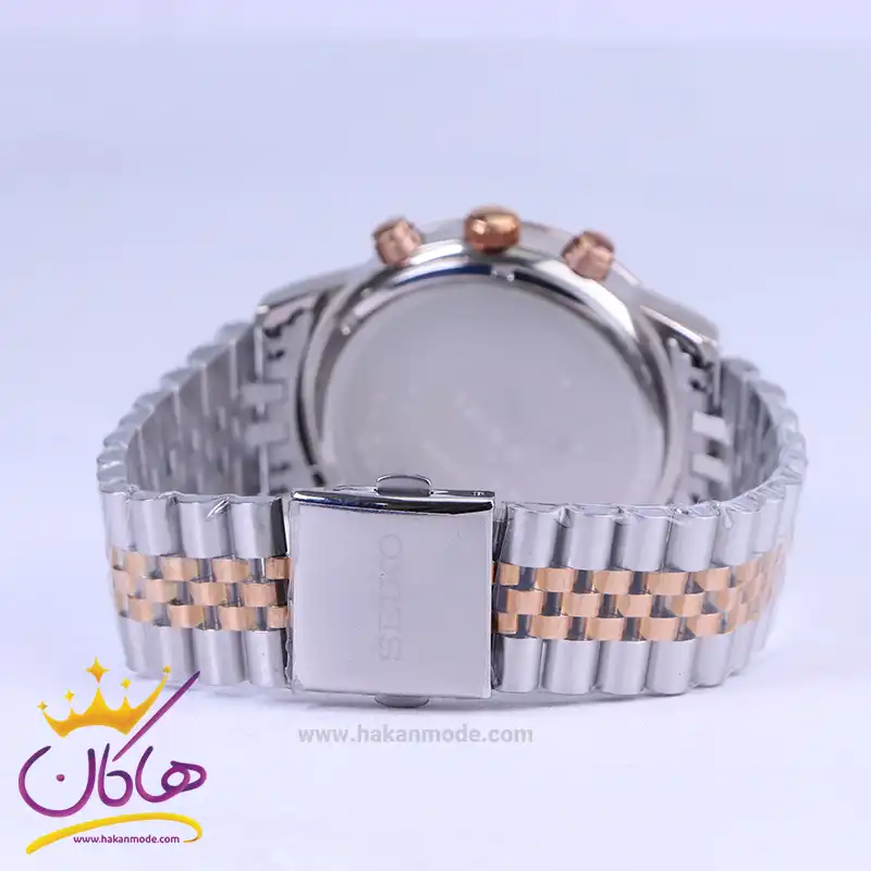 ساعت عقربه ای سیکو مردانه فلزی نقره ای رزگلد صفحه سفید G22053/1 — تصویر ۳