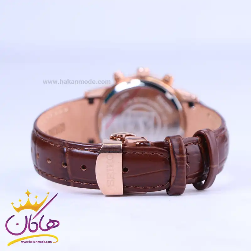 ساعت مچی سیکو زنانه بند چرم قاب رزگلد کرنوگراف L9233/12 — تصویر ۴