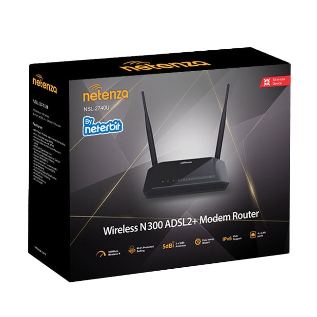 مودم روتر اینترنت ADSL2 نتربیت بی سیم نتنزا Netenza NSL-2740U — تصویر ۳