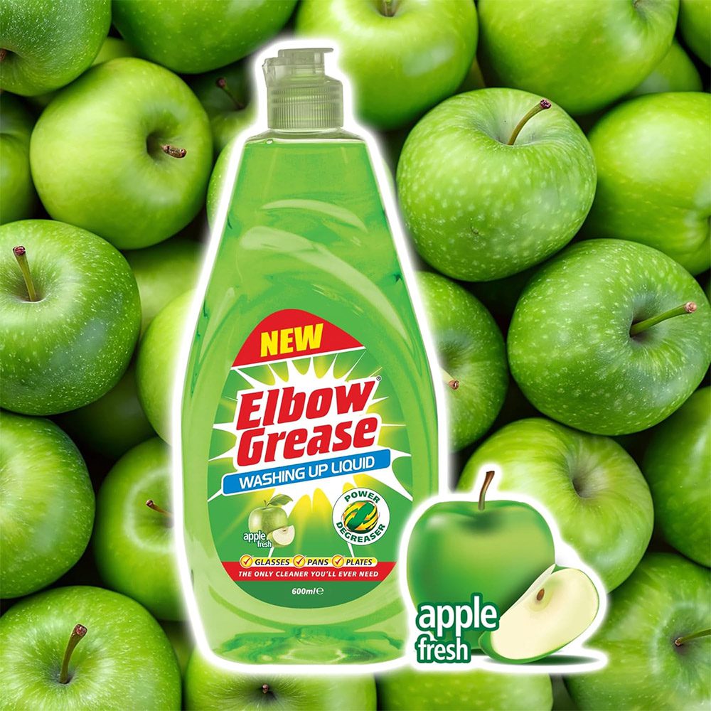 مایع ظرفشویی دستی البو گریس Elbow Grease رایحه سیب سبز 600 میل — تصویر ۴