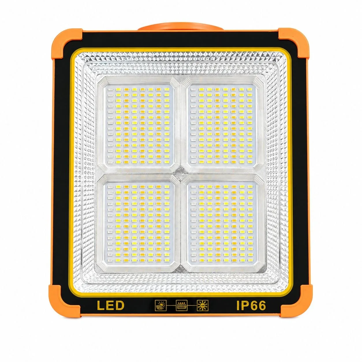 چراغ شارژی خورشیدی اورجینال 600 وات | پروژکتور قابل حمل با 288 LED، پاوربانک و استاندارد IP66 — تصویر ۳