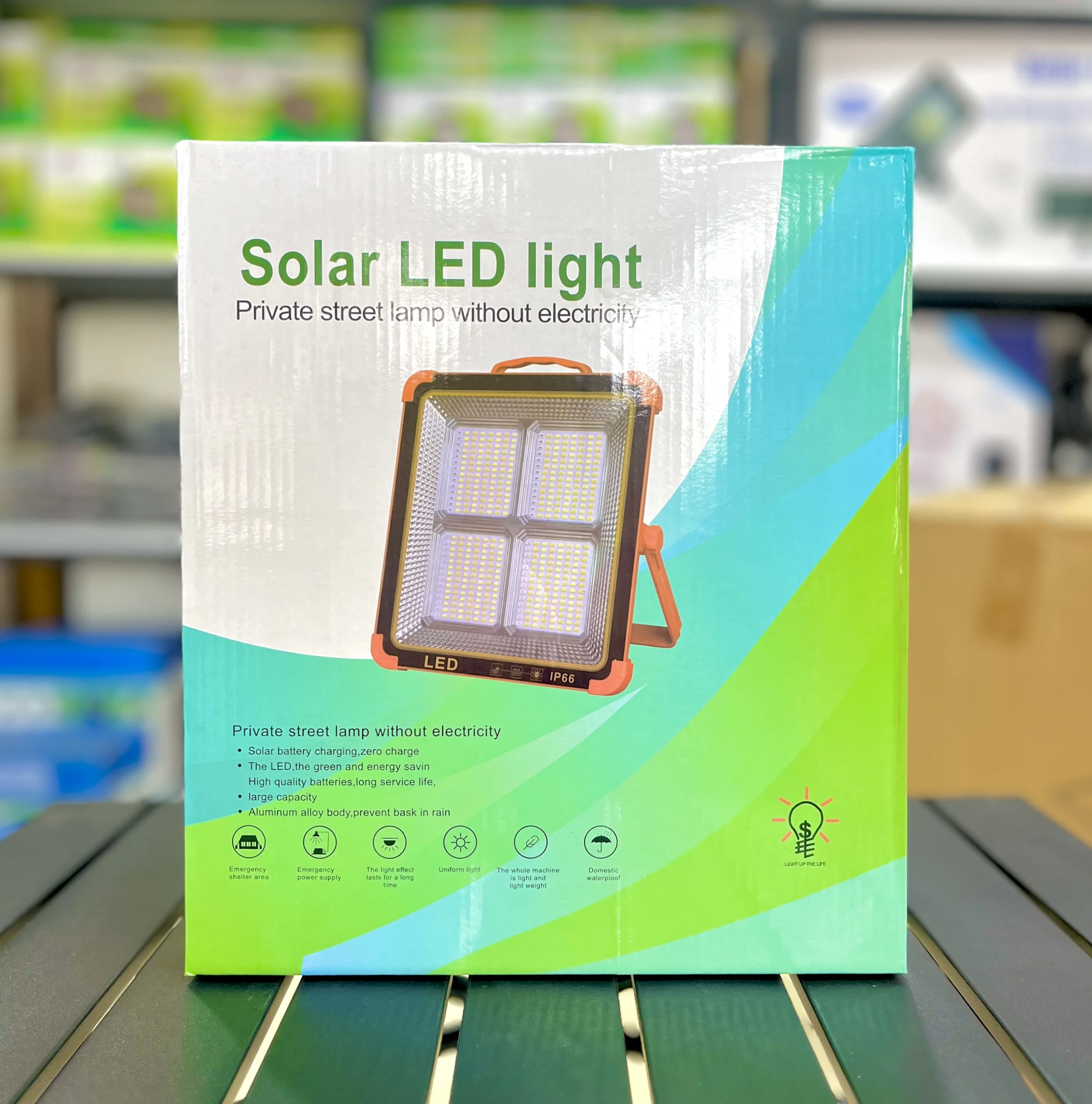 چراغ شارژی خورشیدی اورجینال 600 وات | پروژکتور قابل حمل با 288 LED، پاوربانک و استاندارد IP66 — تصویر ۸
