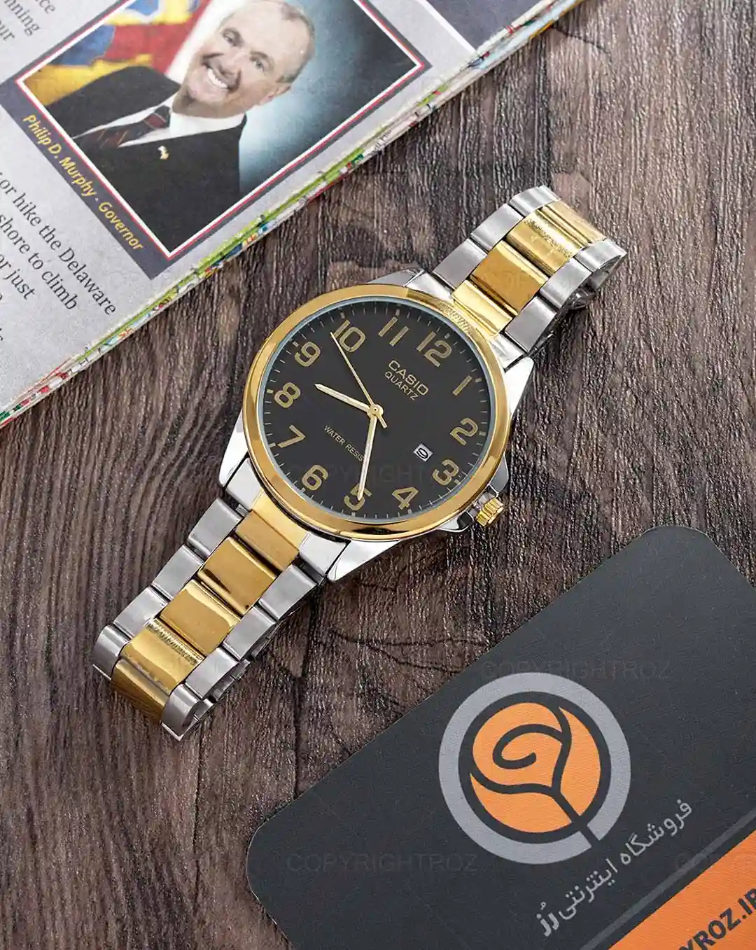ساعت مچی مردانه کاسیو CASIO مدل 1556 | نقره ای طلایی — تصویر ۸